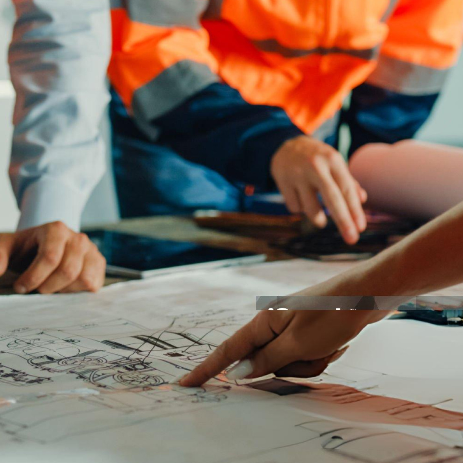 Construction workers at sunset
